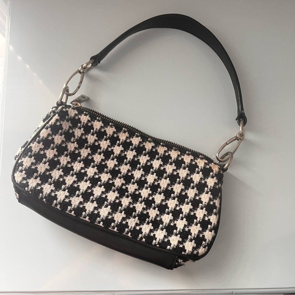 Express Houndstooth Mini Baguette Purse